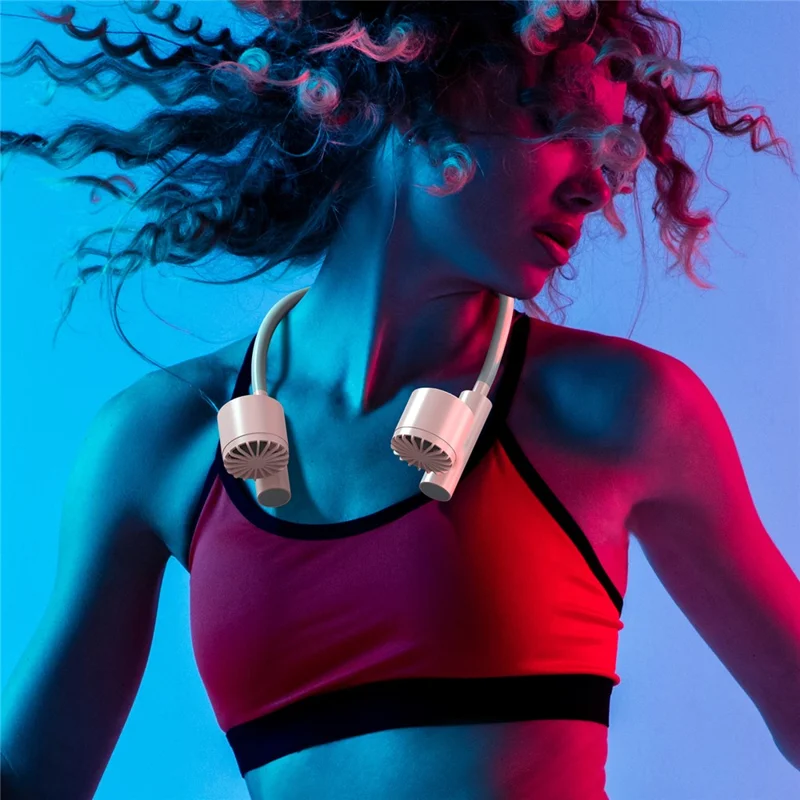 Portable USB Charging Hanging Neck Mini Cooling Fan ABS Summer Mute Turbo Fan Cooler - Black