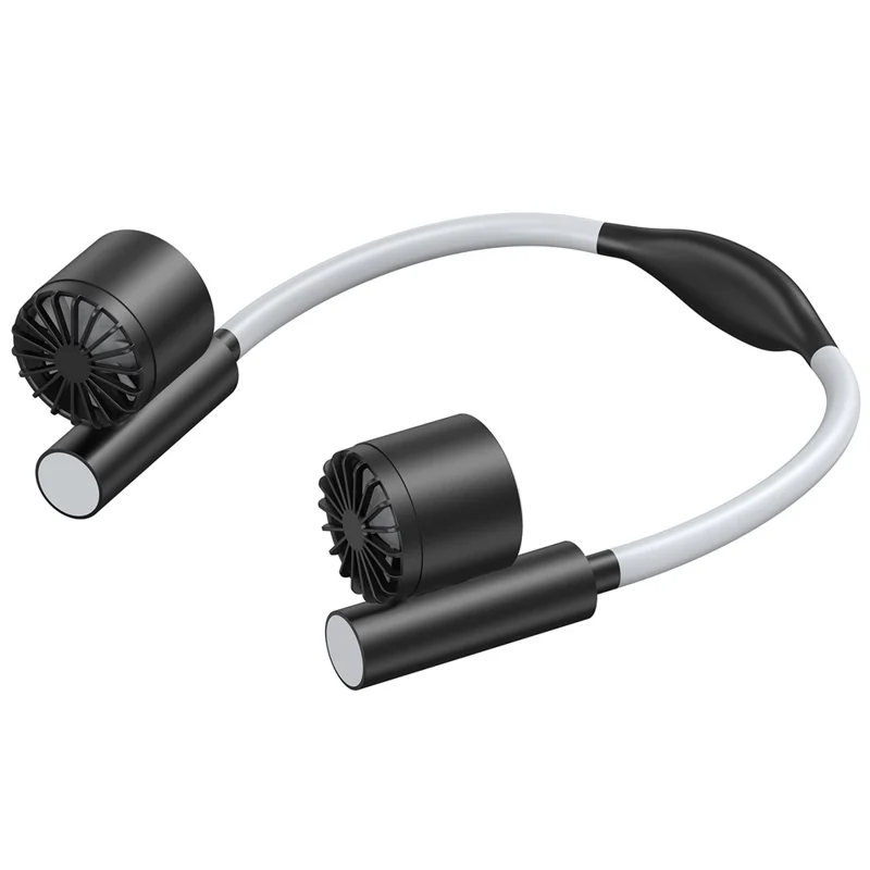 Portable USB Charging Hanging Neck Mini Cooling Fan ABS Summer Mute Turbo Fan Cooler - Black