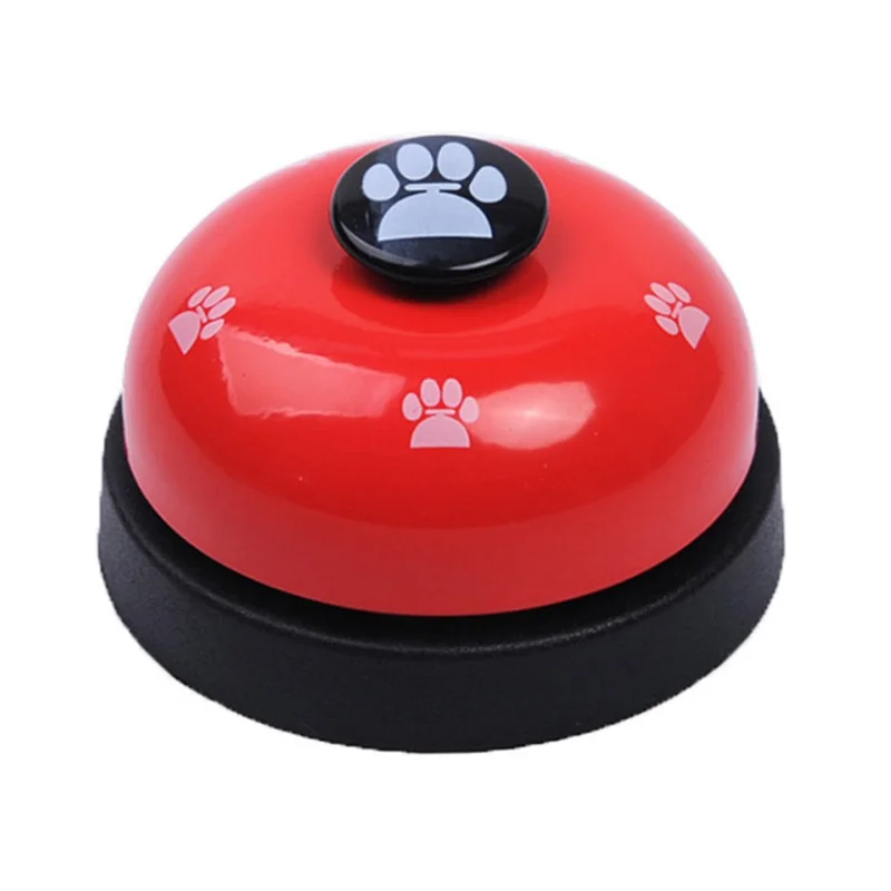 Cloche pour chien et chat pour l'entraînement et le jeu interactif, appelée "Dinner", avec petites cloches et empreintes - Rouge