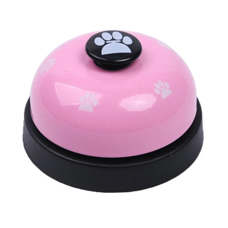 Pet Bell for Dog Cat Training Interactive Toy Called Dinner Small Bells Footprint Ring Trainer Feeding Reminder - Pink