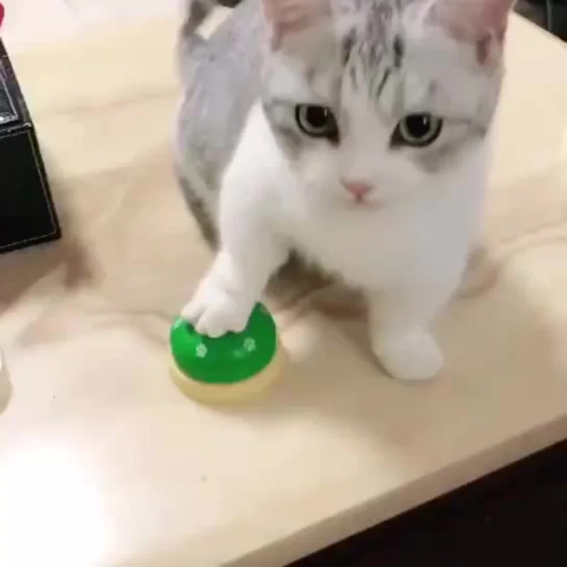 Pet Bell for Dog Cat Training Interactive Toy Called Dinner Small Bells Footprint Ring Trainer Feeding Reminder - Pink