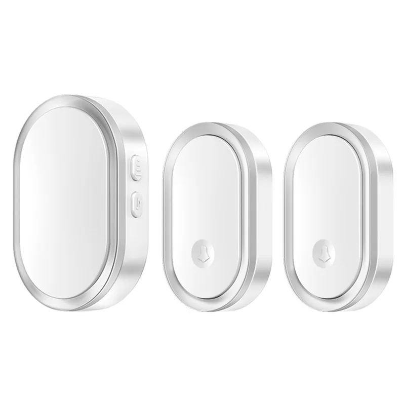 CACAZI A99 Waterproof Door Bell Wireless Doorbell Home, 1 Receiver and 2 Transmitters (without Battery) , EU Plug - Silver