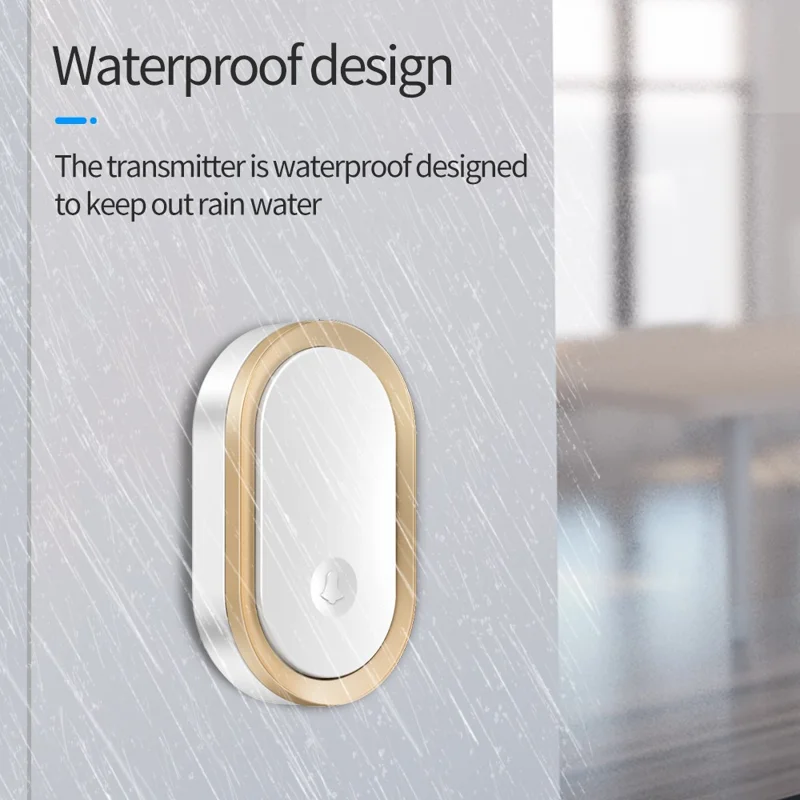 CACAZI A99 Waterproof Door Bell Wireless Doorbell Home, 1 Receiver and 2 Transmitters (without Battery) , EU Plug - Silver