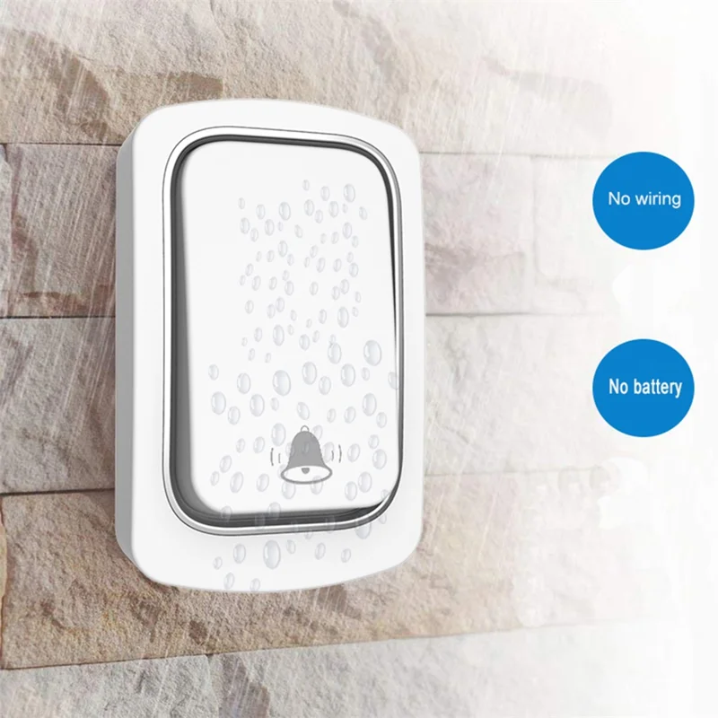 ML01 Selvforsynende trådløs dørklokke med 38 ringetoner, intelligent alarmsystem til hjemmet, 1 transmitter + 1 modtager – Hvid / EU-stik