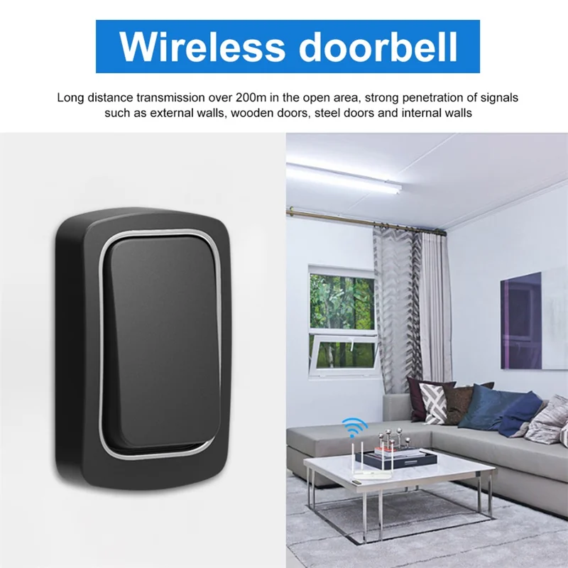 ML01 Self-powered Wireless Door Bell 38 Ringtones Home Intelligent Alarm System, 1 Transmitter+1 Receiver - White / US Plug