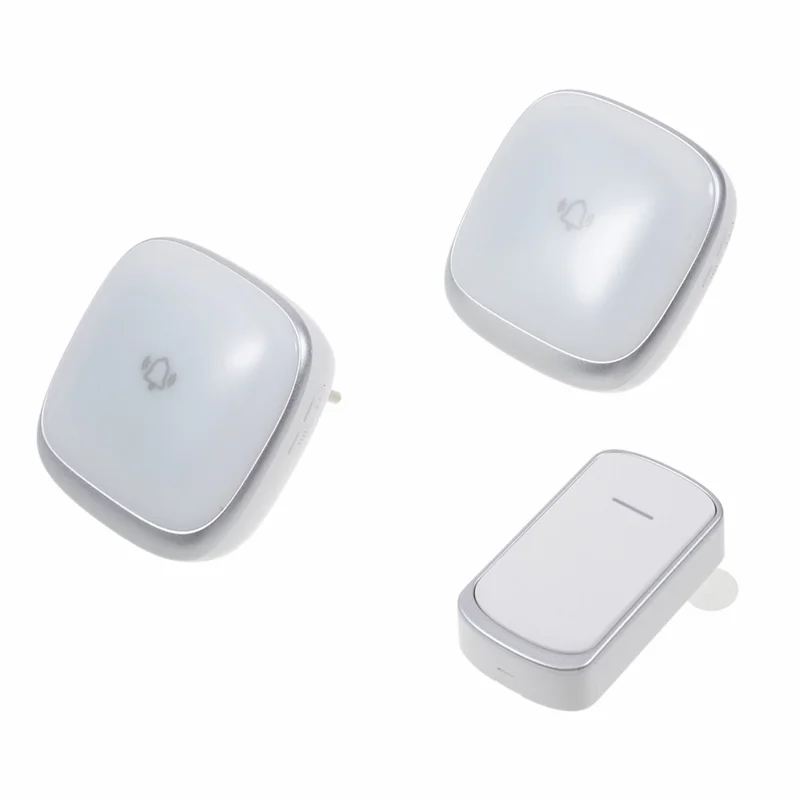B209 Home Wireless Doorbell Colorful Light Remote Smart Calling Bell, 1 Transmitter+2 Receivers - Silver / EU Plug