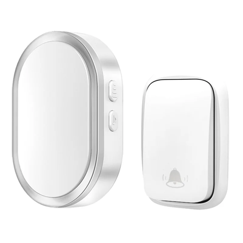 CACAZI FA99 Wireless Self-generating Press Doorbell Home Remote Door Bell, 1 Receiver and 1 Transmitter - EU Plug / Silver