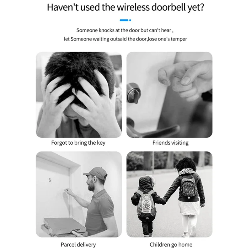 CACAZI FA99 Wireless Self-generating Press Doorbell Home Remote Door Bell, 1 Receiver and 1 Transmitter - EU Plug / Silver