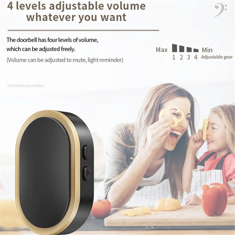 CACAZI FA99 Wireless Self-generating Press Doorbell Home Remote Door Bell, 1 Receiver and 1 Transmitter - EU Plug / Silver