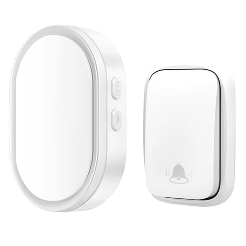CACAZI FA99 Wireless Self-generating Press Doorbell Home Remote Door Bell, 1 Receiver and 1 Transmitter - EU Plug / White