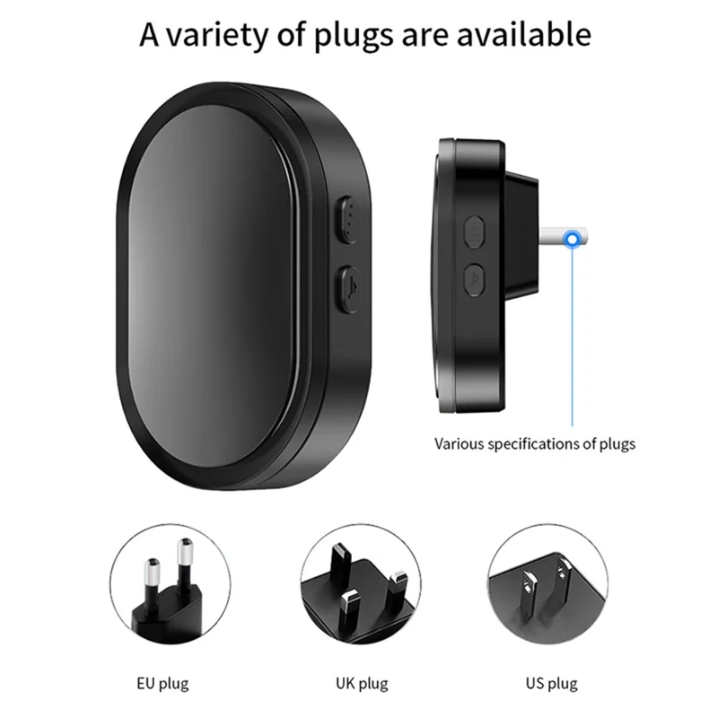 CACAZI FA99 Wireless Self-generating Press Doorbell Home Remote Door Bell, 1 Receiver and 1 Transmitter - EU Plug / White