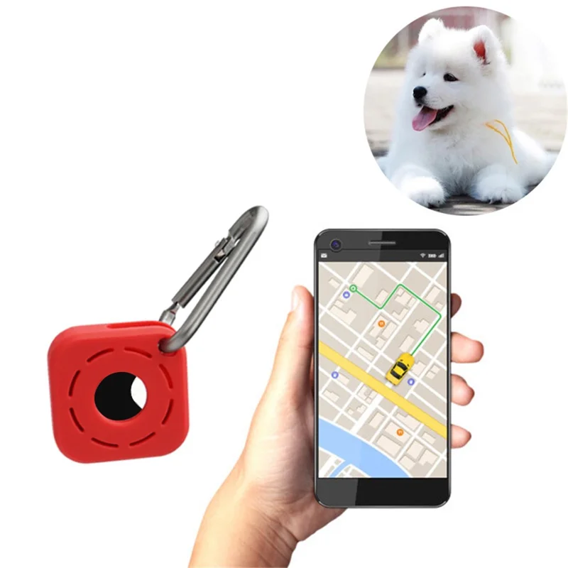 Silicone Case for Apple AirTag Bluetooth-compatible Tracker Protector Anti-Lost Key Pet Locator Soft Cover with Buckle - Coral