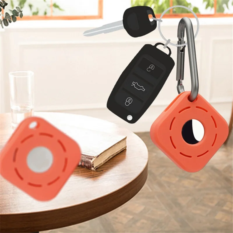 Capa de Silicone para Apple AirTag Bluetooth-compatible Tracker Protetor Anti-Perda Localizador de Chaves Mascotas Capa Macia com Fecho - Laranja