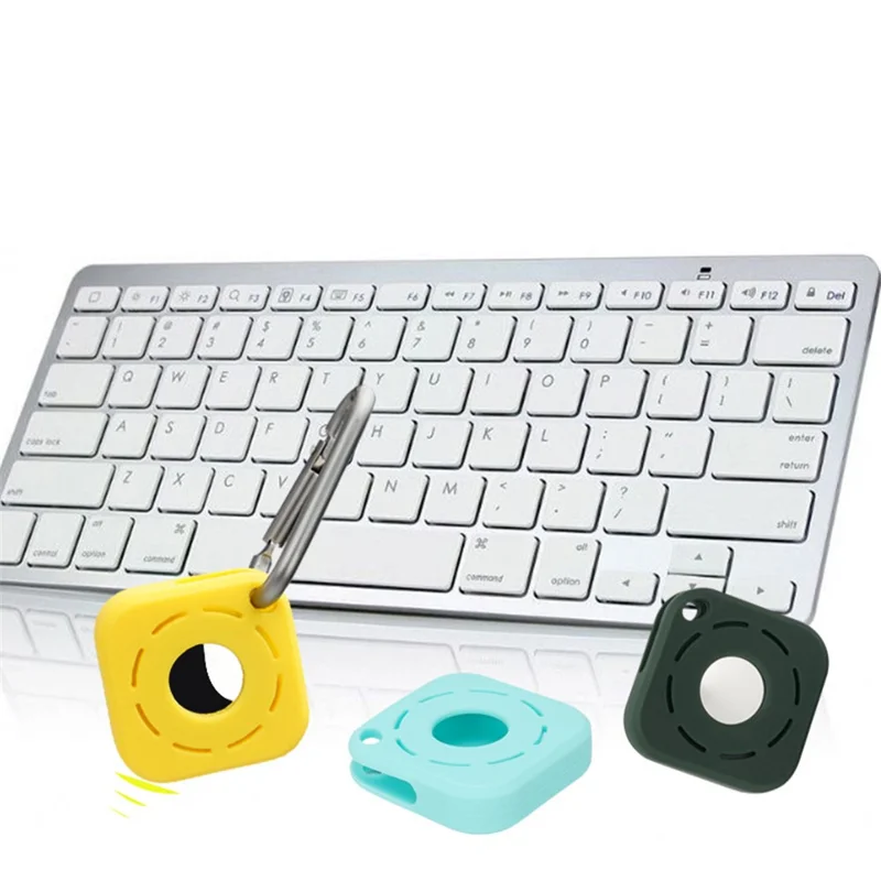 Capa de Silicone para Apple AirTag Bluetooth-compatible Tracker Protetor Anti-Perda Localizador de Chaves Mascotas Capa Macia com Fecho - Laranja