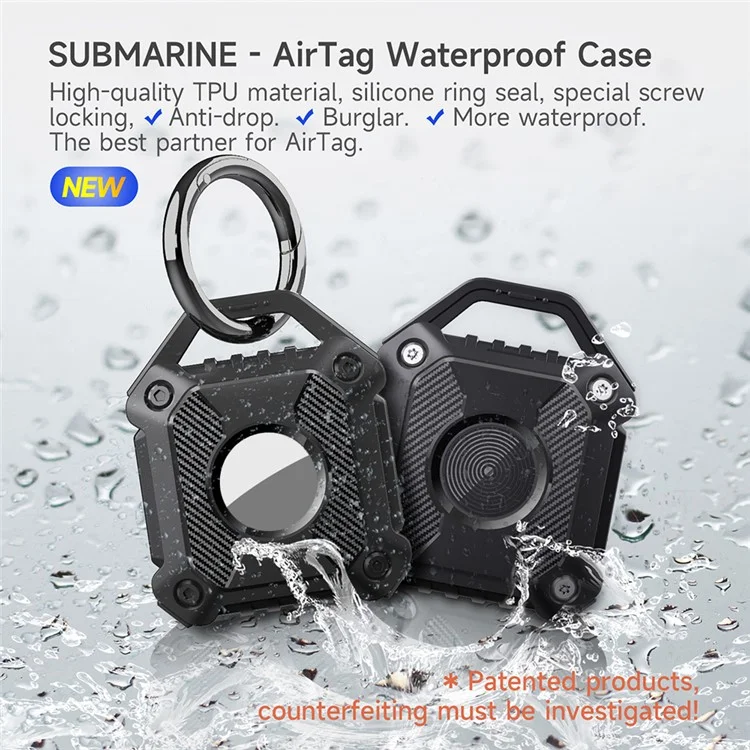 Custodia in TPU per tracciatore Bluetooth Apple AirTag Protettore Anti-smarrimento per chiavi Pet Locator Custodia morbida con portachiavi - Blu notte