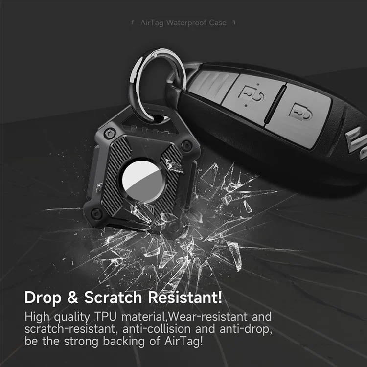 Custodia in TPU per tracciatore Bluetooth Apple AirTag Protettore Anti-smarrimento per chiavi Pet Locator Custodia morbida con portachiavi - Blu notte