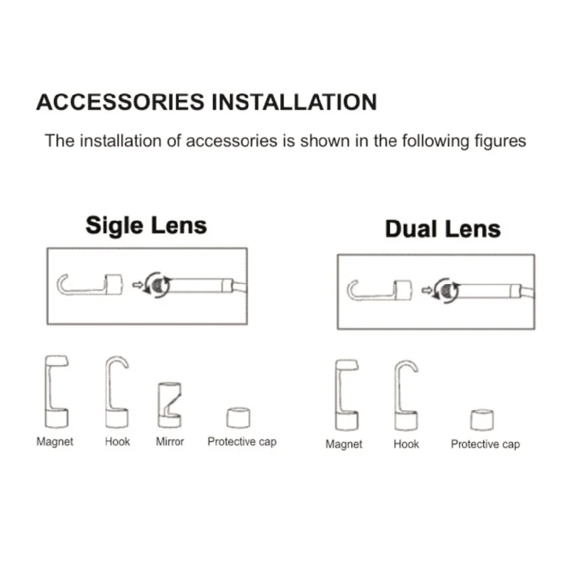 M50 1m Hard Wire Digital Industrial Endoscope 5'' IPS Screen 7-LED 8mm Dual-lens Handheld Borescope - Orange