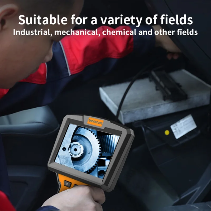 M50 2m Hard Wire Industrial Endoscope Camera Dual Lens 8mm 7-LED IP67 Waterproof Borescope 5'' IPS Screen - Orange