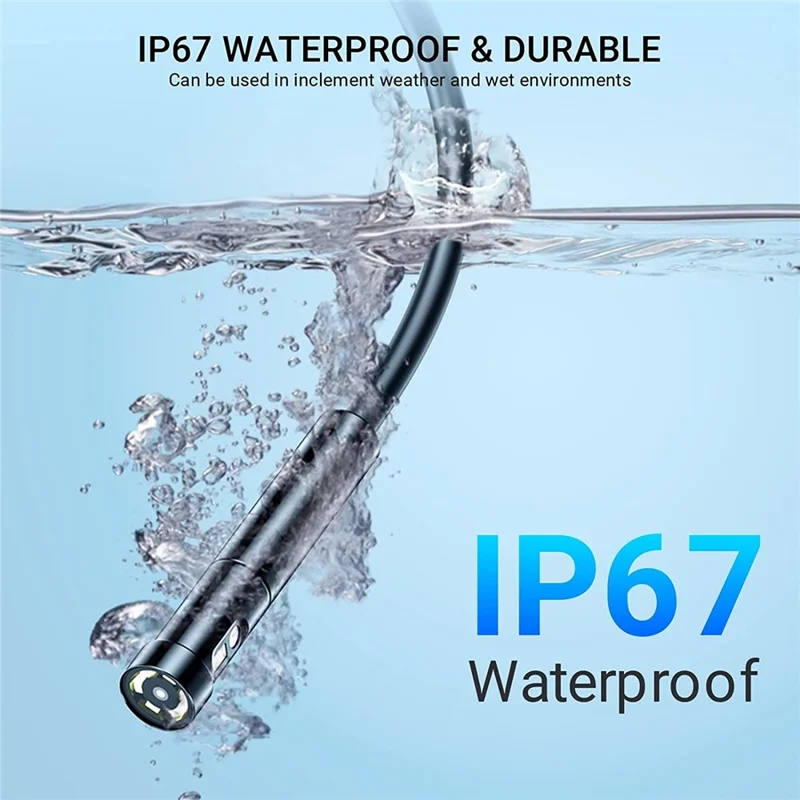 M50 2m Hard Wire Industrial Endoscope Camera Dual Lens 8mm 7-LED IP67 Waterproof Borescope 5'' IPS Screen - Orange