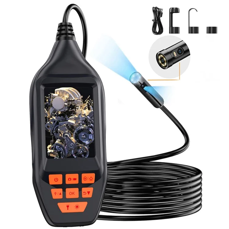 Cámara Endoscópica M30 de 2 m con Doble Lente, Pantalla de 3", 7 LED Resistente al Agua, Herramienta de Inspección Industrial Boroscopio 
