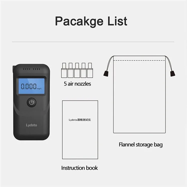 Xiaomiyoupin Lydsto Alkoholtester Hochempfindlichkeitssensor Alkoholtester Analysator Mit HD Digital Display