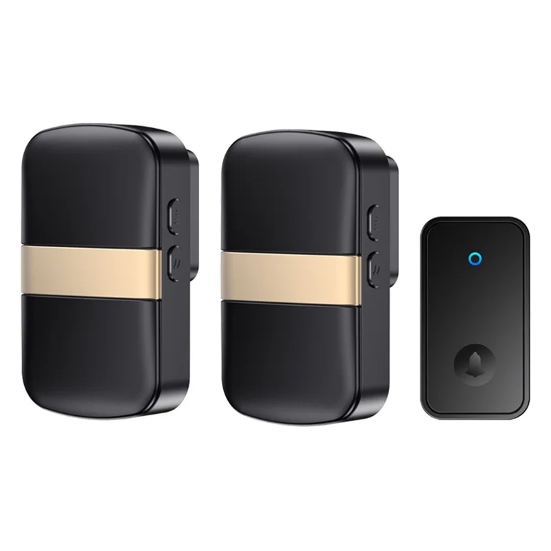 CACAZI FA96 60 Chime Self-powered Wireless Doorbell Smart Home Alarm System, 1 Transmitter+2 Receivers - Black / EU Plug