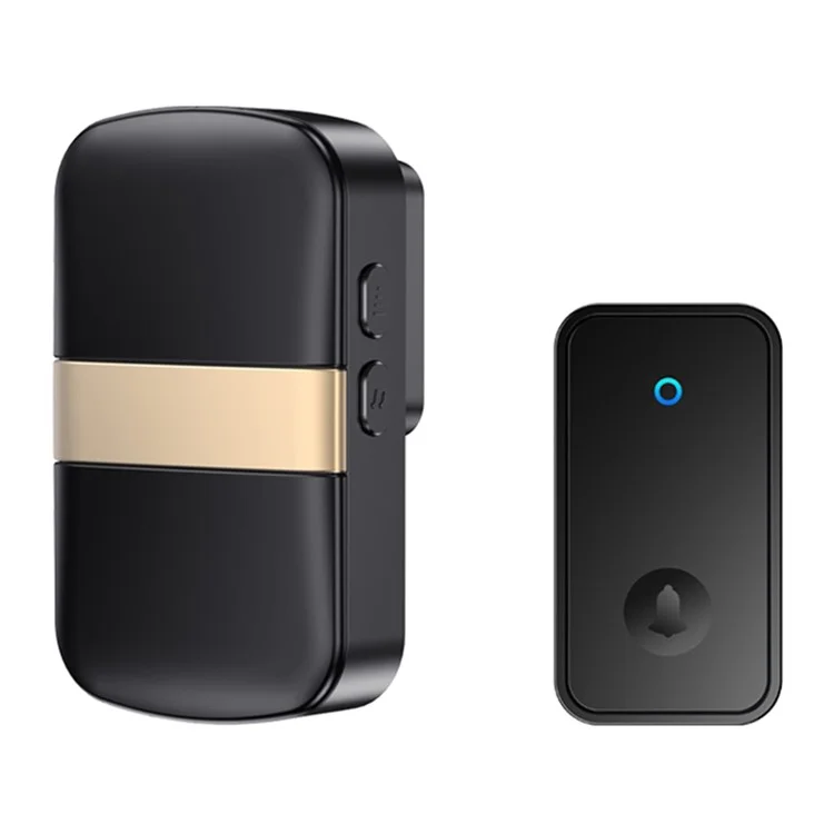 CACAZI FA96 Sonnette sans fil auto-alimentée, aucune batterie nécessaire, bouton de sonnette et récepteur - Noir / Prise US
