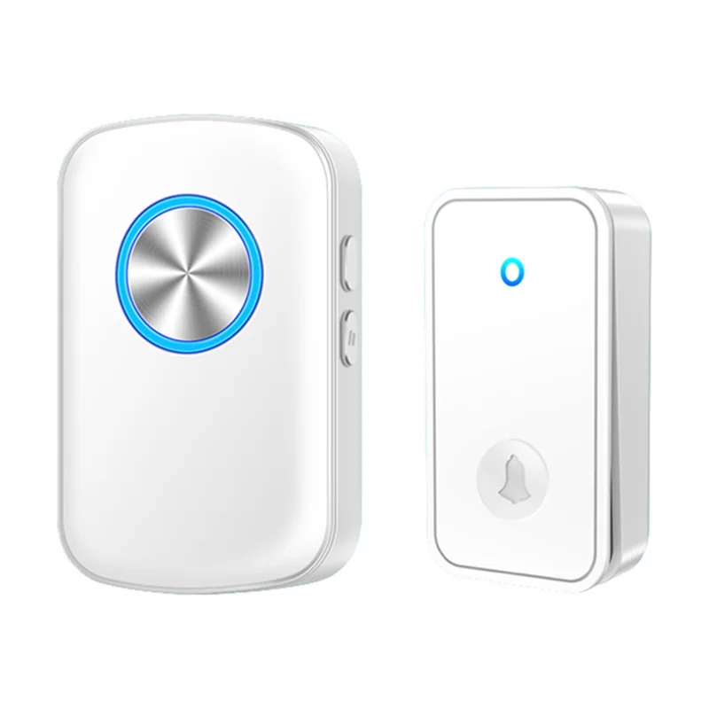CACAZI FA28 Self-Generating Wireless Doorbell Transmitter + Receiver Smart Doorbell - White / US Plug