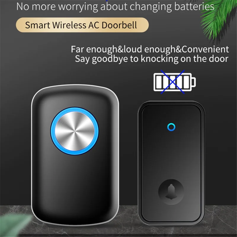 CACAZI FA28 Self-Generating Wireless Doorbell Transmitter + Receiver Smart Doorbell - White / EU Plug