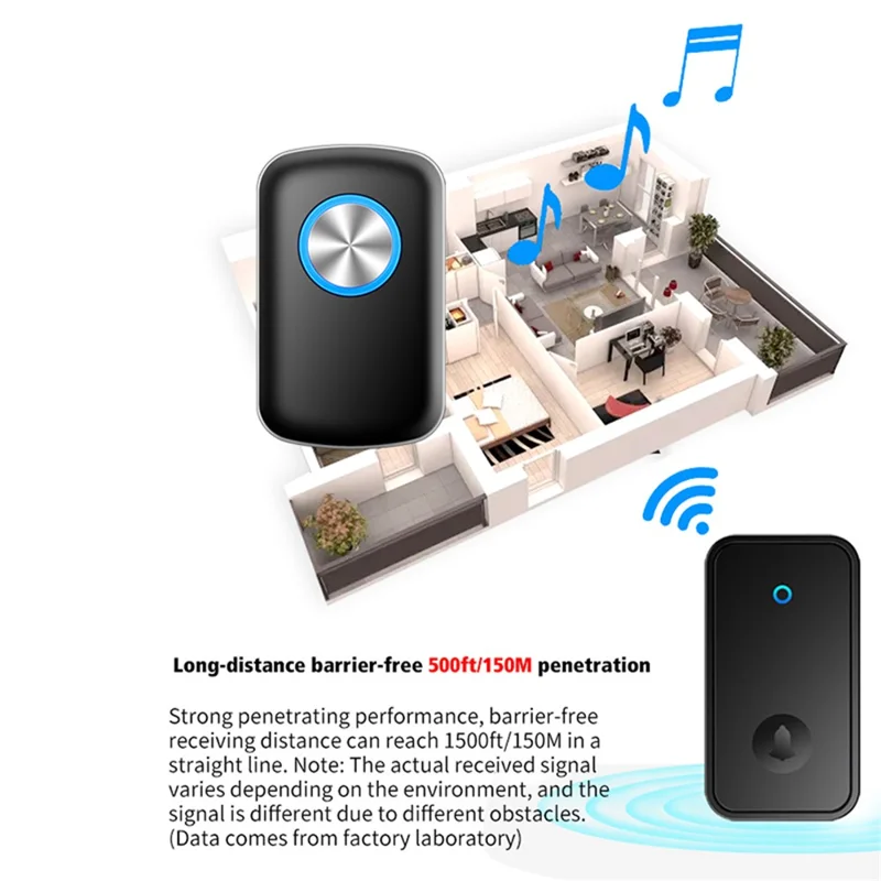 CACAZI FA28 Self-Generating Wireless Doorbell Transmitter + Receiver Smart Doorbell - White / EU Plug