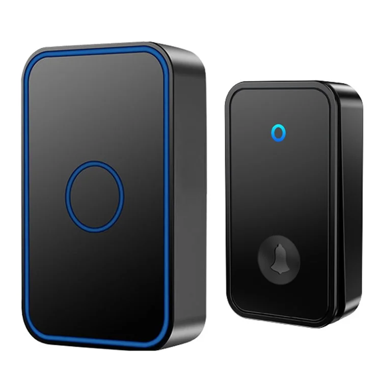 CACAZI FA78 Sonnette sans fil autogénératrice pour la maison Émetteur + Récepteur Sonnette intelligente - Noir / Prise US
