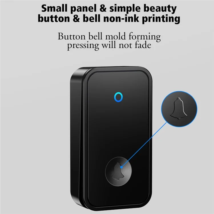 CACAZI FA78 Sonnette sans fil autogénératrice pour la maison Émetteur + Récepteur Sonnette intelligente - Noir / Prise US