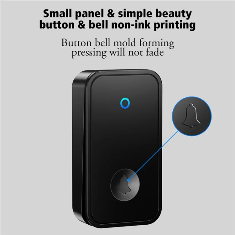 CACAZI FA50 Sonnette sans fil auto-alimentée pour la maison Ensemble de sonnette intelligent avec émetteur + récepteur - Noir / Prise US