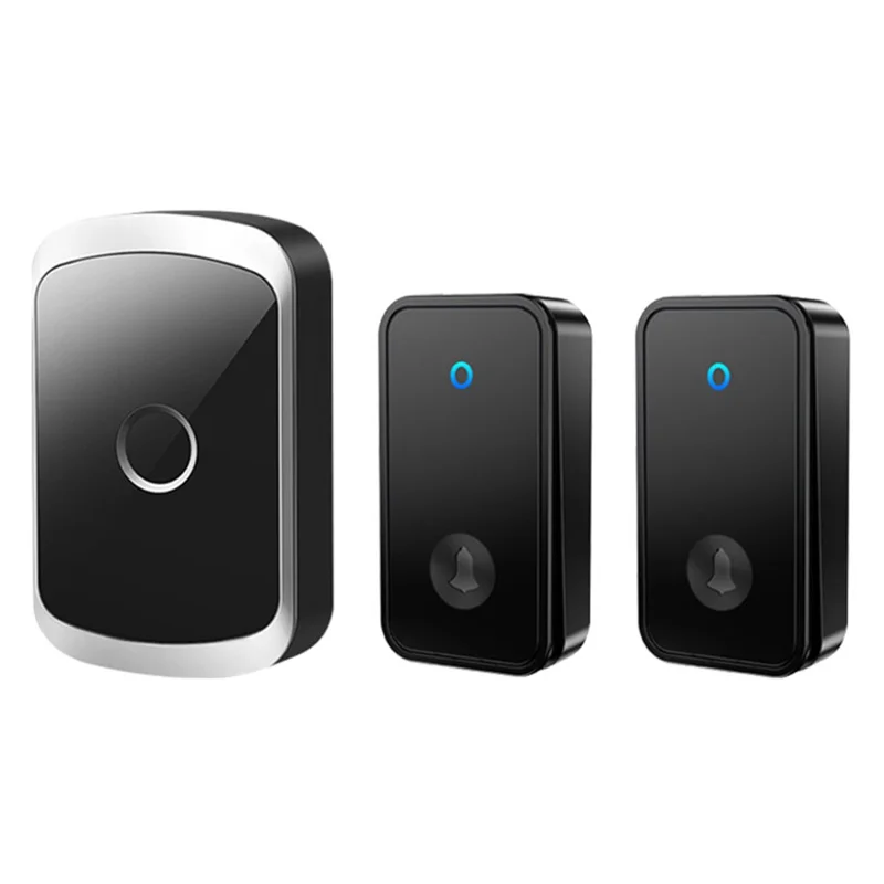 CACAZI FA50 Self-Powered Smart Doorbell Set 2 Transmitter + Receiver Wireless Doorbell for Home - Black / US Plug