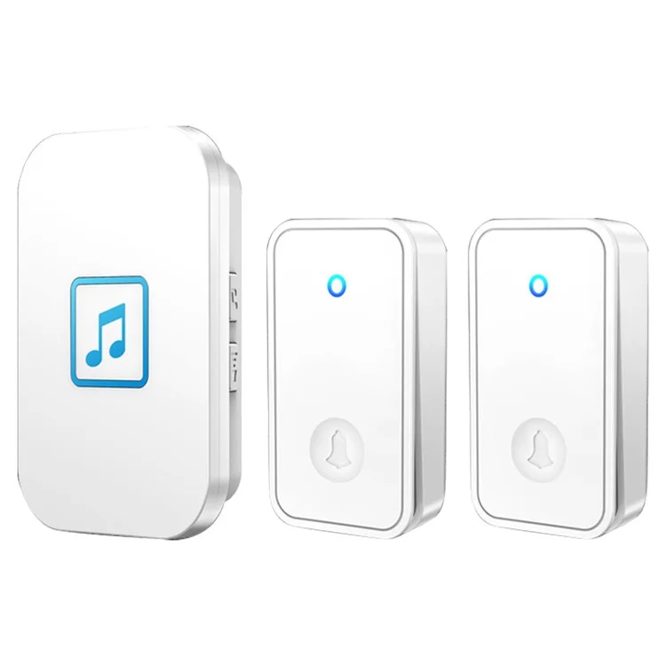 CACAZI FA86 150m Distance Wireless Doorbell Set with 2 Transmitter / Receiver Self-Powered Smart Doorbells - White / US Plug