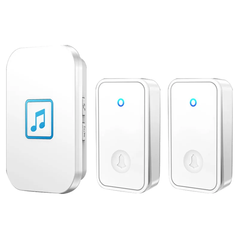 CACAZI FA86 150m Distance Wireless Doorbell Set with 2 Transmitter / Receiver Self-Powered Smart Doorbells - White / EU Plug