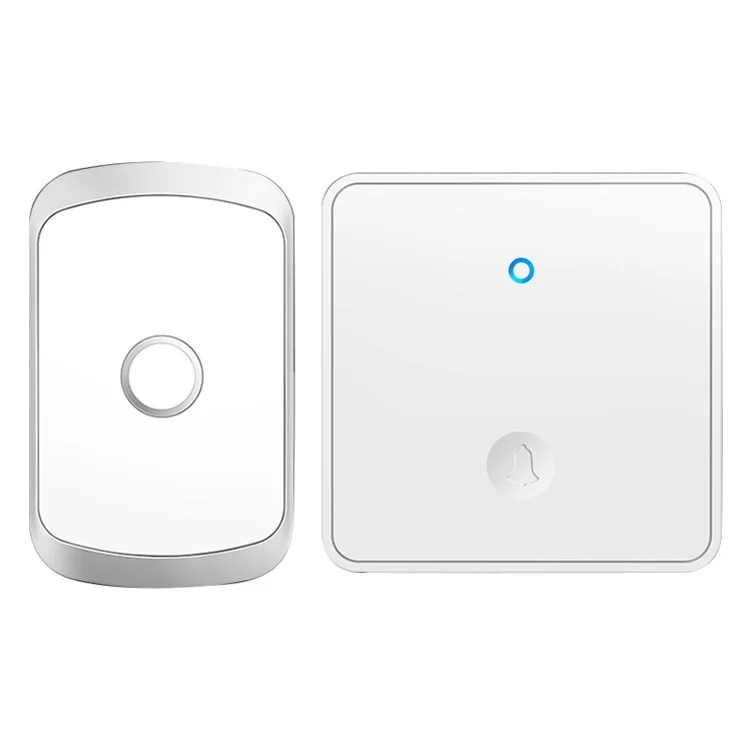 Ensemble de sonnette sans fil domestique intelligent CACAZI FA50 Émetteur / Récepteur Sonnette auto-alimentée (86 Bouton large) - Blanc / Prise US