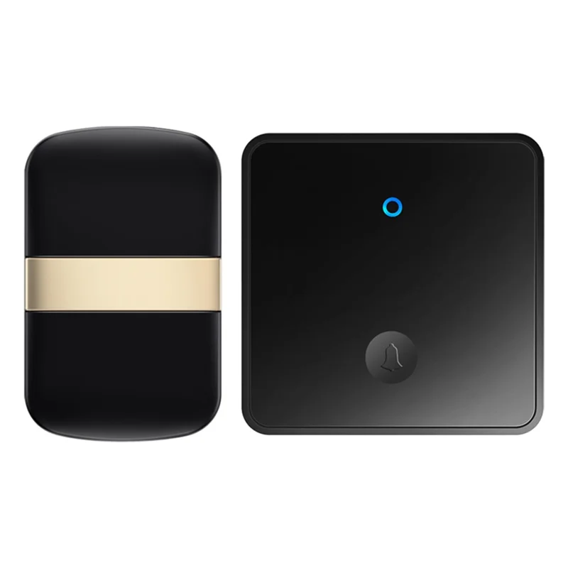 CACAZI FA96 Self-powered Wireless Doorbell No Battery Required Ring Chime (Type 86 Big Button), 1 Transmitter+1 Receiver - Black / EU Plug