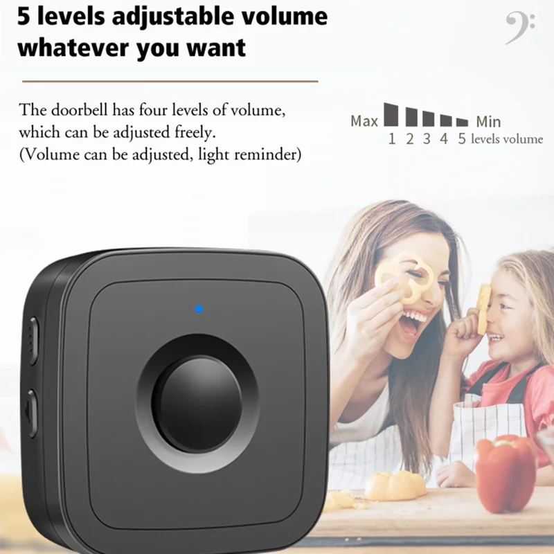 CACAZI FA12 Self-powered Wireless Doorbell 60 Songs Remote Calling Bell (Type 86 Big Button), 1 Transmitter+2 Receivers - White / US Plug