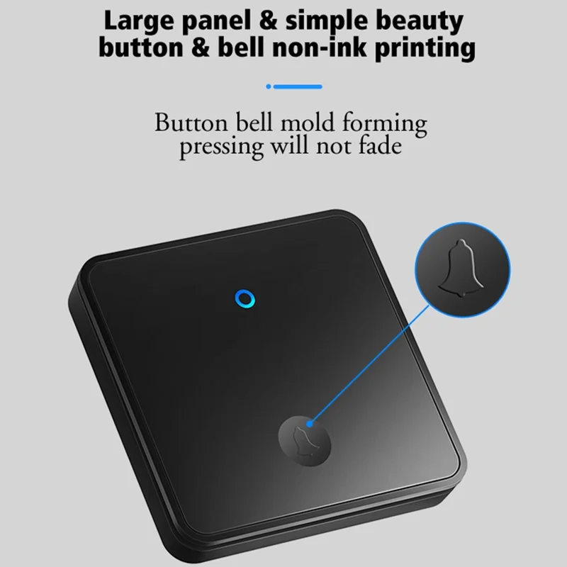 CACAZI FA12 Self-powered Wireless Doorbell 60 Songs Remote Calling Bell (Type 86 Big Button), 1 Transmitter+2 Receivers - White / US Plug