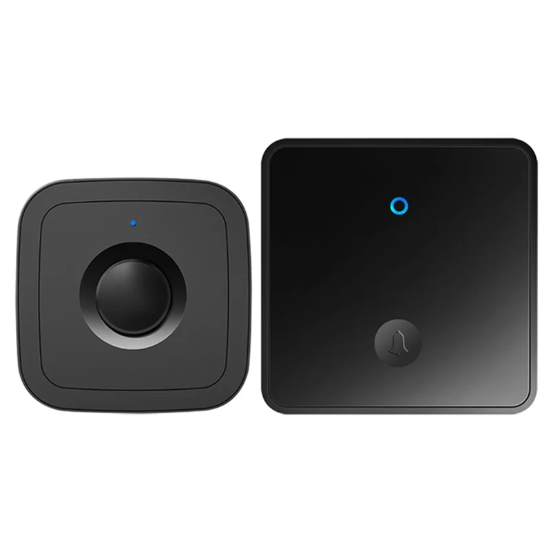 CACAZI FA12 Home Wireless Doorbell 60 Songs Remote Smart Calling Bell (Type 86 Big Button), 1 Transmitter+1 Receiver - Black / US Plug