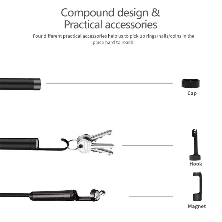 B315 2m Cavo 5mm Doppia Lente Telecamera Endoscopica 4.3-pollici Schermo Impermeabile 6+1 LED HD Boroscopio Industriale 