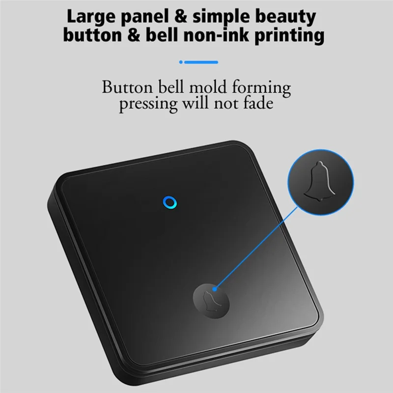CACAZI FA50 Set di campanelli wireless intelligenti autoalimentati 2 trasmettitori / ricevitore per casa (86 pulsante grande) - Nero / Spina USA