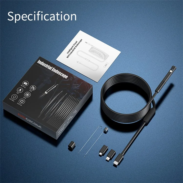 W300 1m Fil 8 mm Double Lens Endoscope IP67 Appare-tempherie 1080P Came D'inspection de Boresope Pour Ios Android