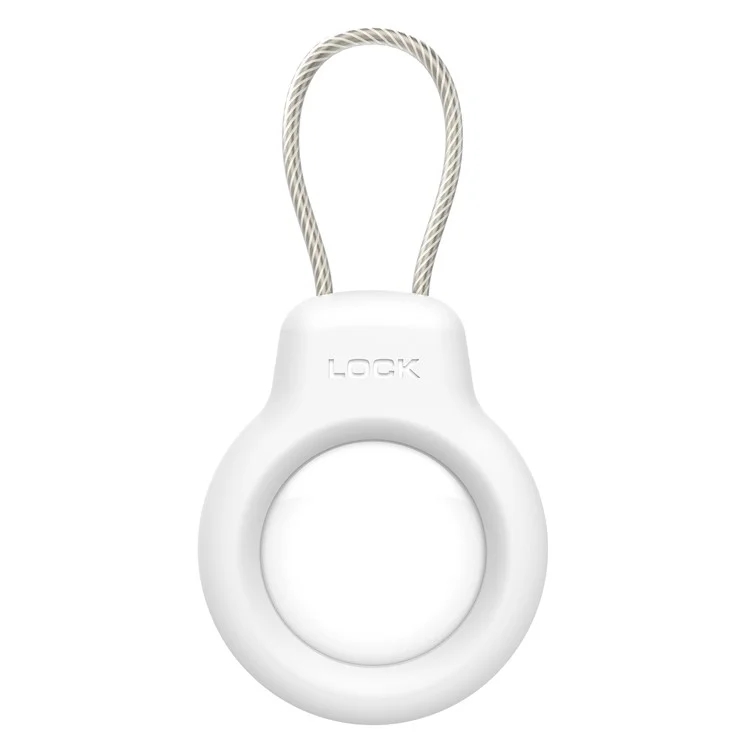 Hard PC Protective Case for Apple AirTag Bluetooth-compatible Locator , Anti-lost Cover with Steel Wire Hook - White