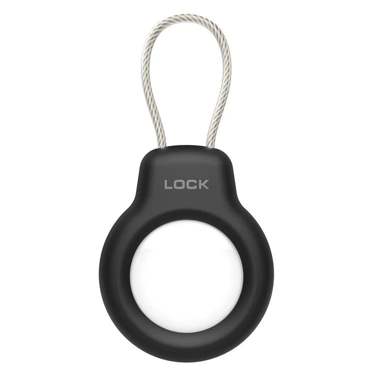 Coque de protection PC robuste pour le localisateur Bluetooth Apple AirTag, housse anti-perte avec crochet en fil d'acier - Noir