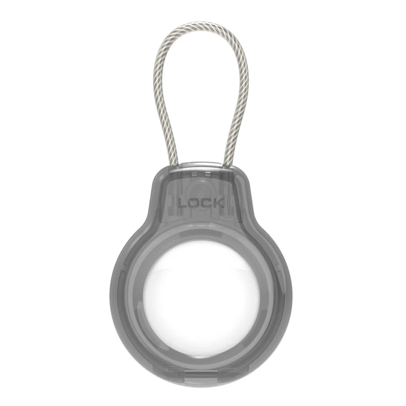 Hard PC Protective Case for Apple AirTag Bluetooth-compatible Locator , Anti-lost Cover with Steel Wire Hook - Transparent Black