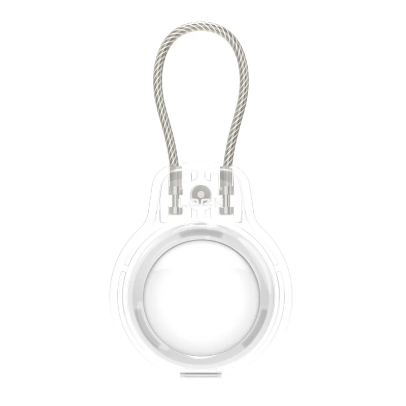 Hard PC Protective Case for Apple AirTag Bluetooth-compatible Locator , Anti-lost Cover with Steel Wire Hook - Transparent