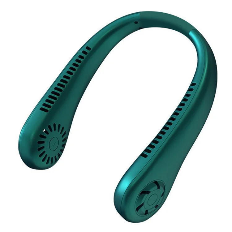 Ventilateur de Cou à Faible Bruit USB Mini-ventilateur de Refroidissement Rechargeable 3 Vitesses de Vent Portables de Vitesse D'été - Vert