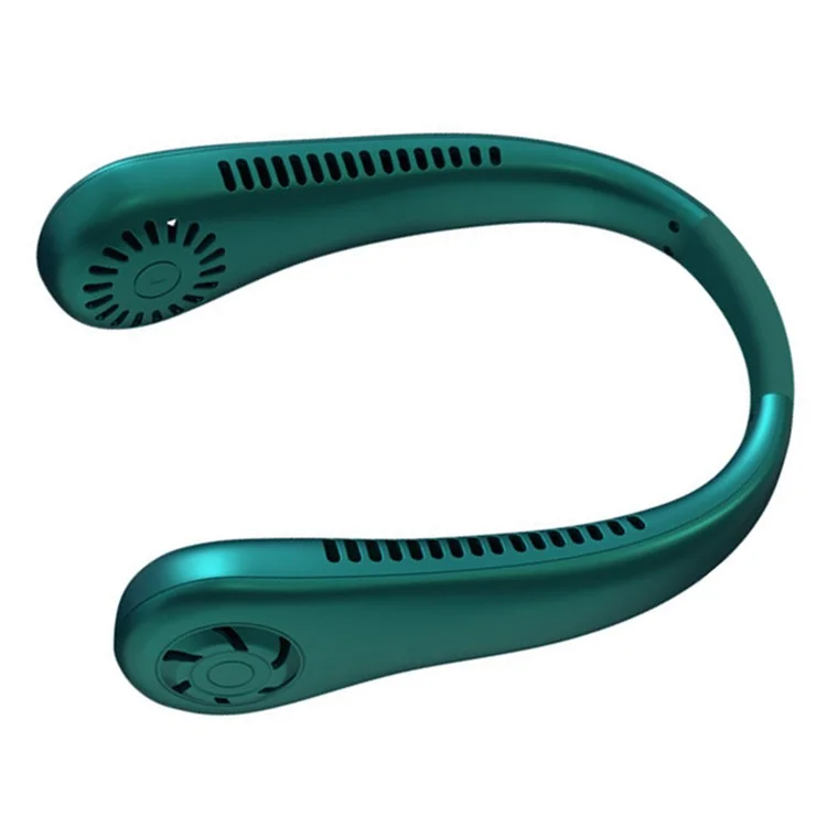 Ventilateur de Cou à Faible Bruit USB Mini-ventilateur de Refroidissement Rechargeable 3 Vitesses de Vent Portables de Vitesse D'été - Vert